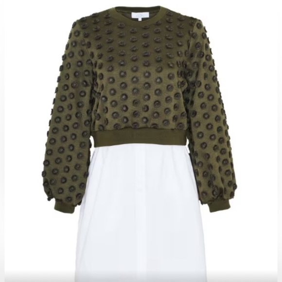 EUC [Pearl by Lela Rose] Poplin Embroidered Sweater Layer Combo Dress Women’s S - Picture 2 of 15